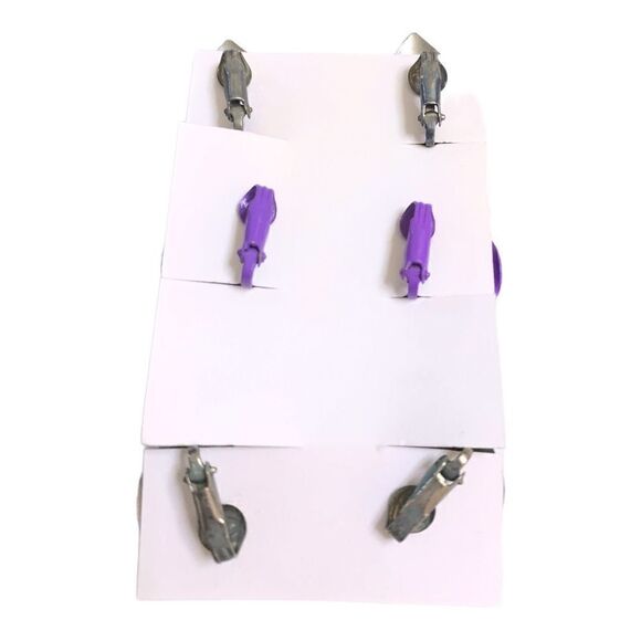 Lot 3 pair of new old stock enamel clip earrings-turquoise-purple-navy - Picture 2 of 2